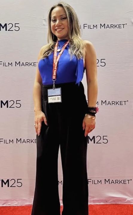Mitzi Liquigan on the red carpet at the American Film Market